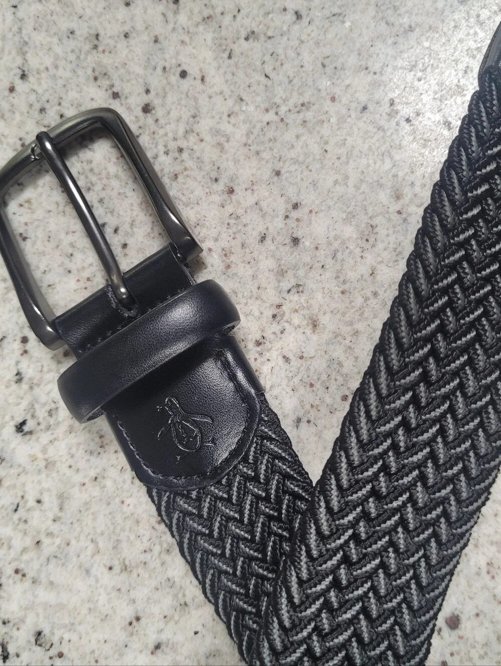 Braided Stretch Belt Black Original Penguin Large 38-40 Leather Details Like New